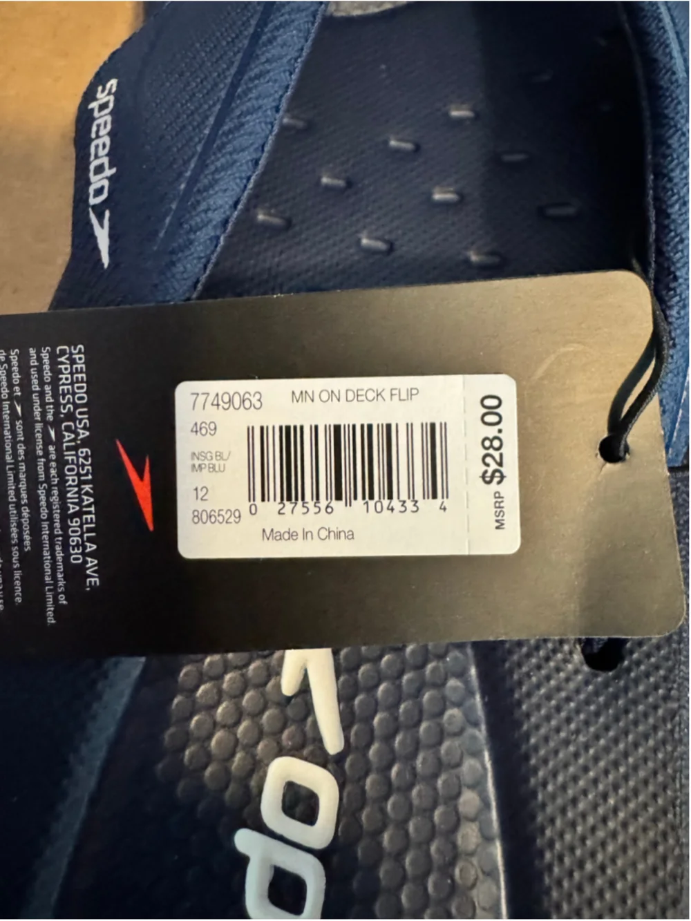Men's Speedo On Deck Flip Flop Sandals Blue Size 12